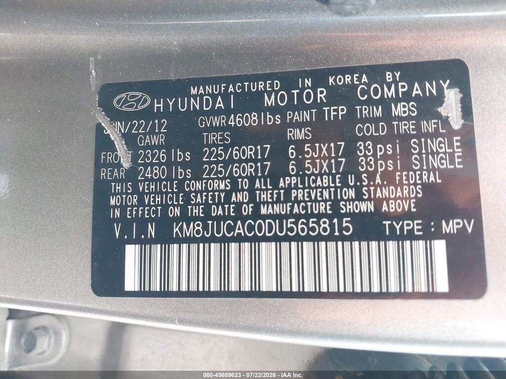 KM8JUCAC0DU565815 2013 HYUNDAI TUCSON photo no. 9