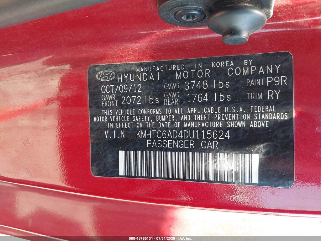 KMHTC6AD4DU115624 2013 HYUNDAI VELOSTER photo no. 9