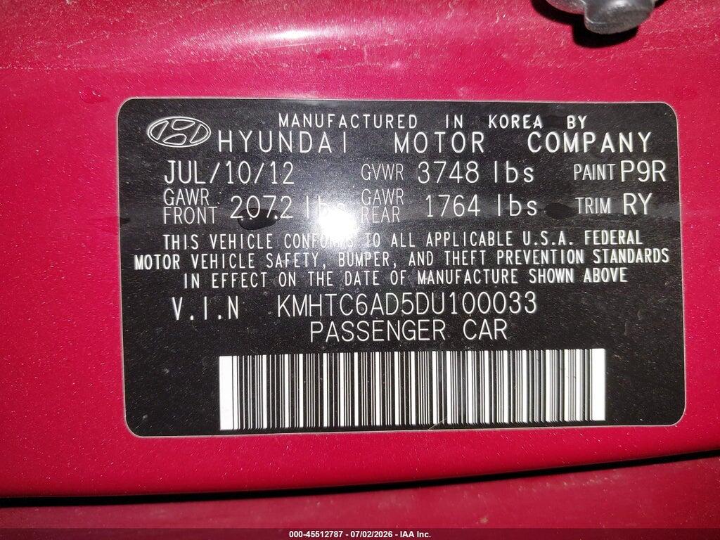 KMHTC6AD5DU100033 2013 HYUNDAI VELOSTER photo no. 9