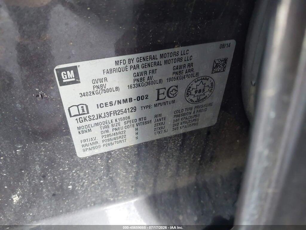 1GKS2JKJ3FR254129 2015 GMC YUKON XL 1500 photo no. 9