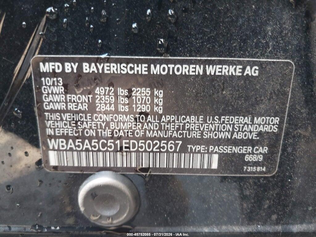 WBA5A5C51ED502567 2014 BMW 528I photo no. 9