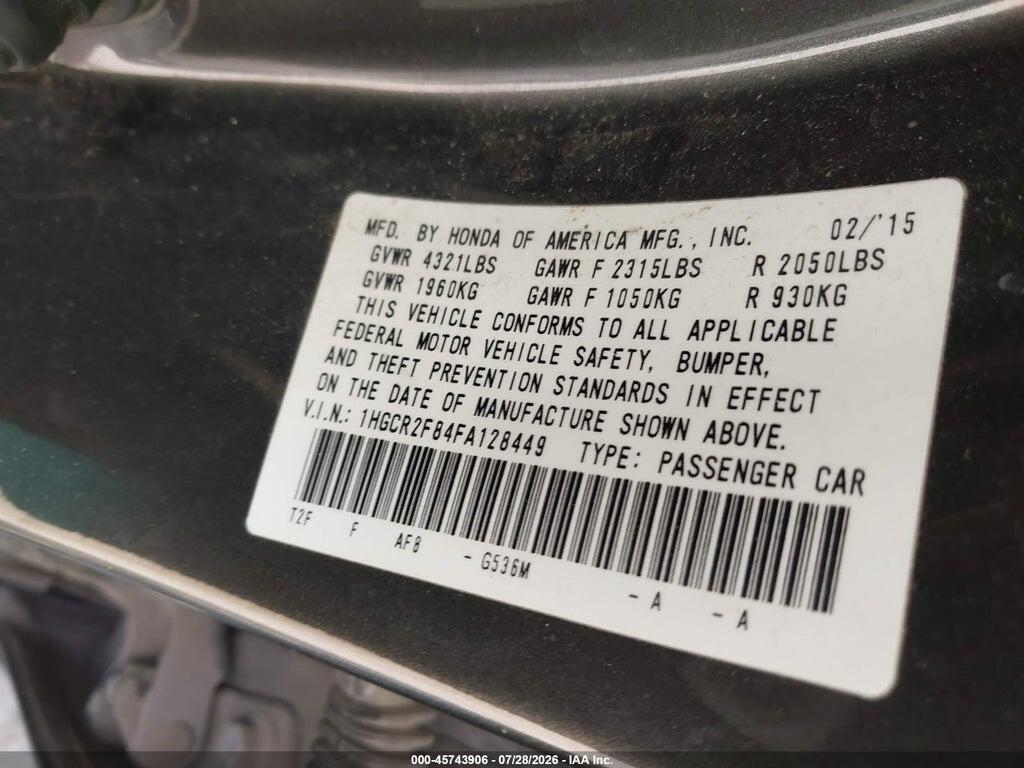 1HGCR2F84FA128449 2015 HONDA ACCORD photo no. 9