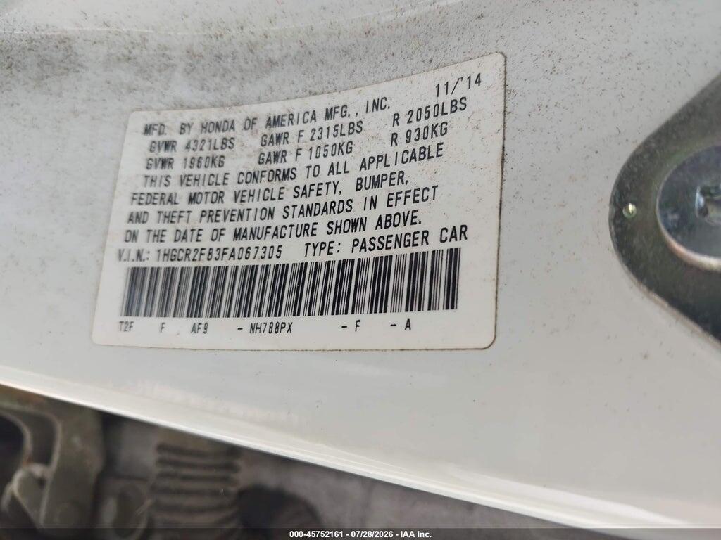 1HGCR2F83FA067305 2015 HONDA ACCORD photo no. 9