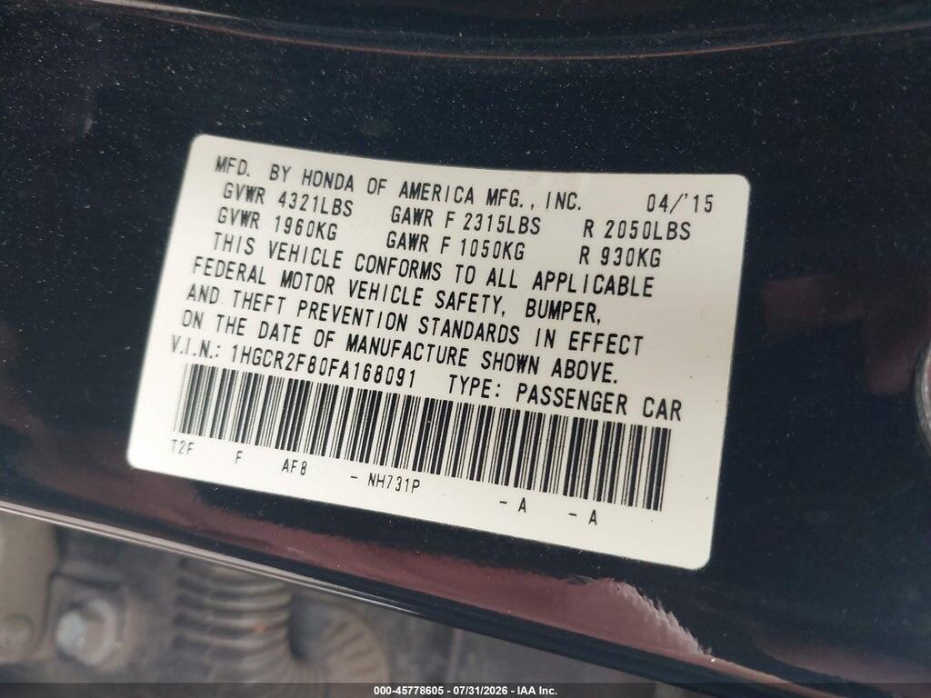 1HGCR2F80FA168091 2015 HONDA ACCORD photo no. 9