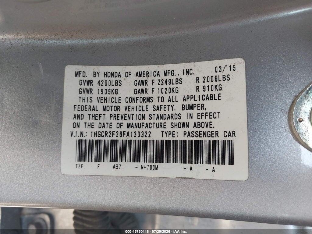 1HGCR2F36FA130322 2015 HONDA ACCORD photo no. 9