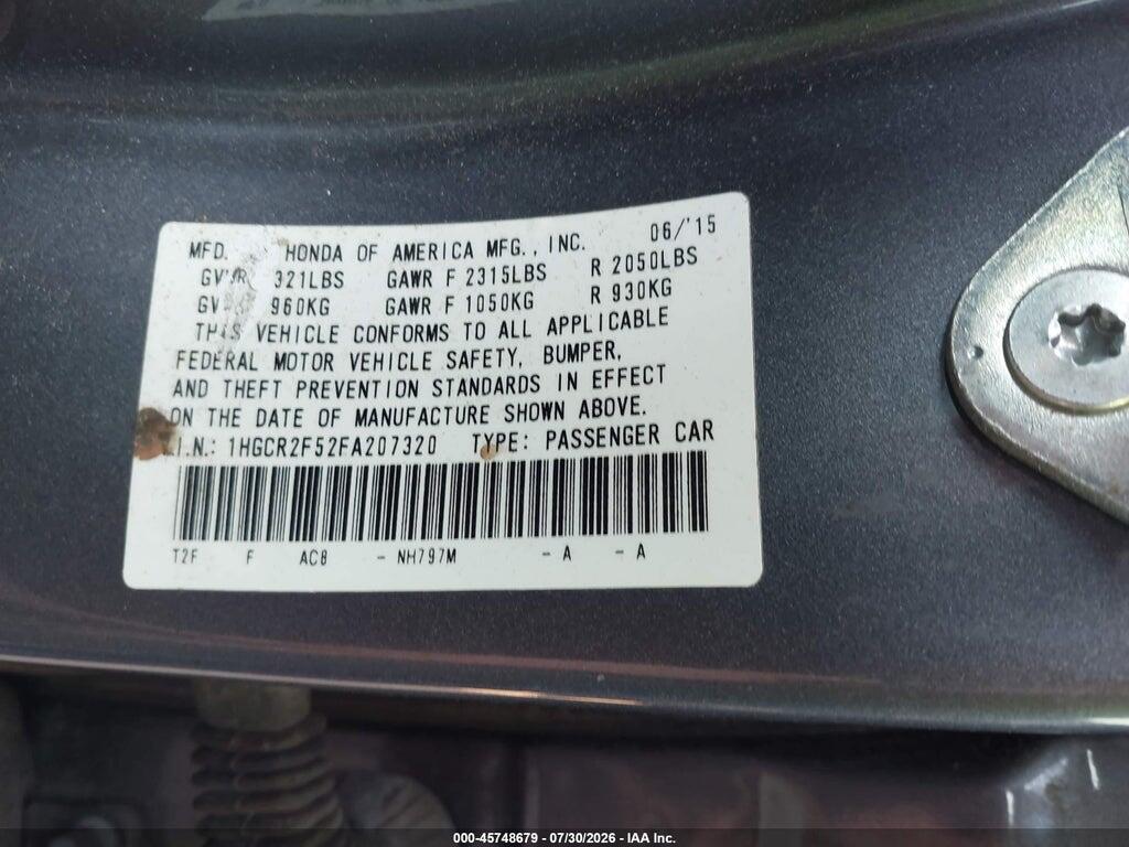 1HGCR2F52FA207320 2015 HONDA ACCORD photo no. 9