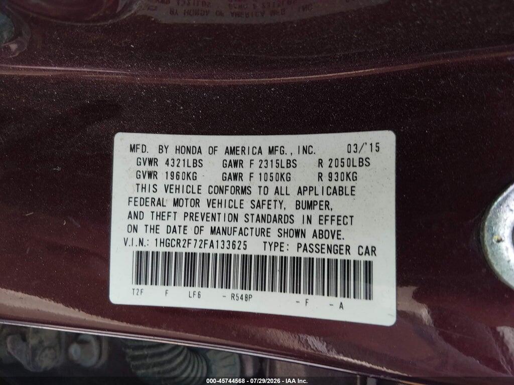 1HGCR2F72FA133625 2015 HONDA ACCORD photo no. 9