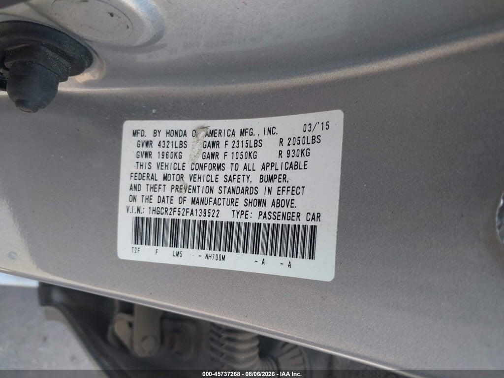 1HGCR2F52FA139522 2015 HONDA ACCORD photo no. 9