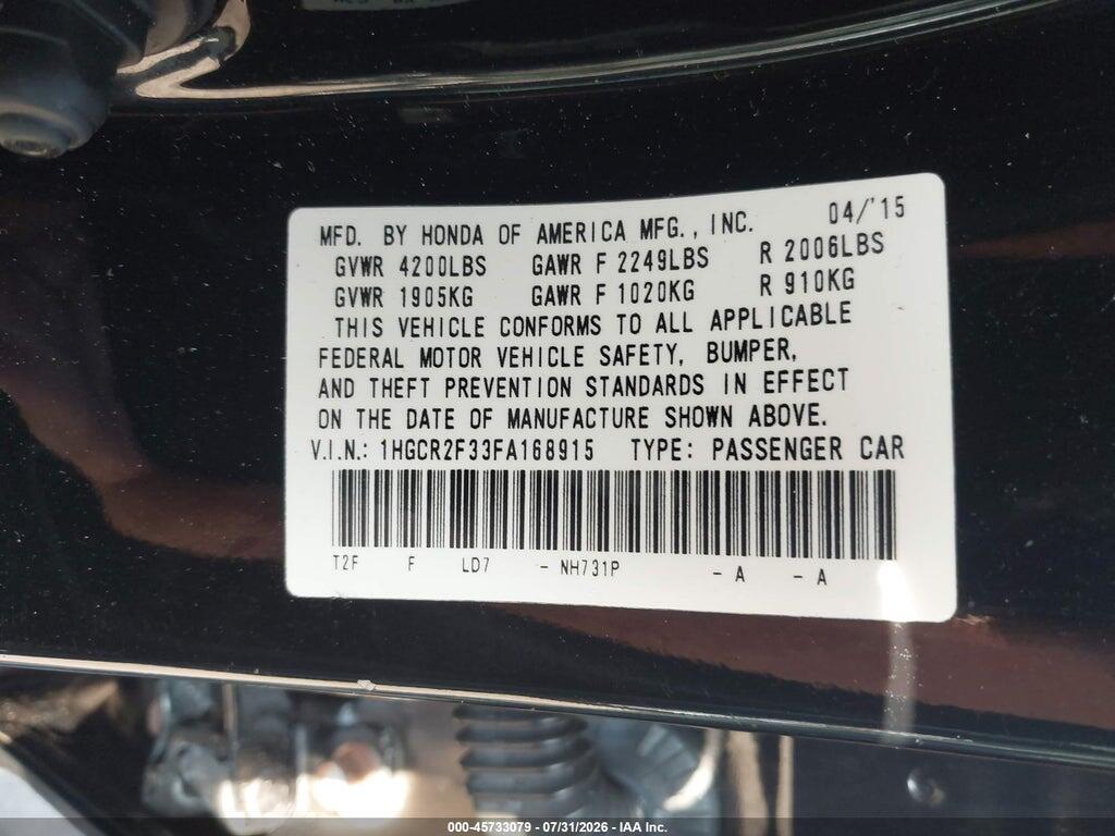 1HGCR2F33FA168915 2015 HONDA ACCORD photo no. 9