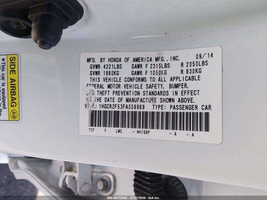 1HGCR2F53FA008969 2015 HONDA ACCORD photo no. 9