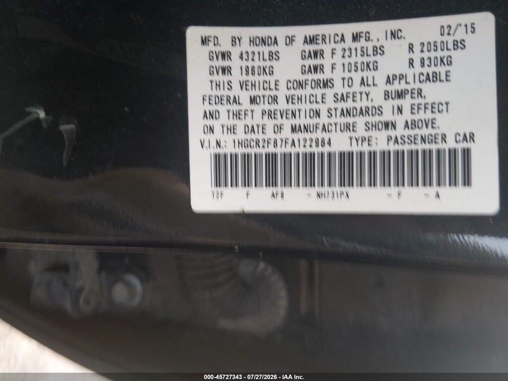 1HGCR2F87FA122984 2015 HONDA ACCORD photo no. 9