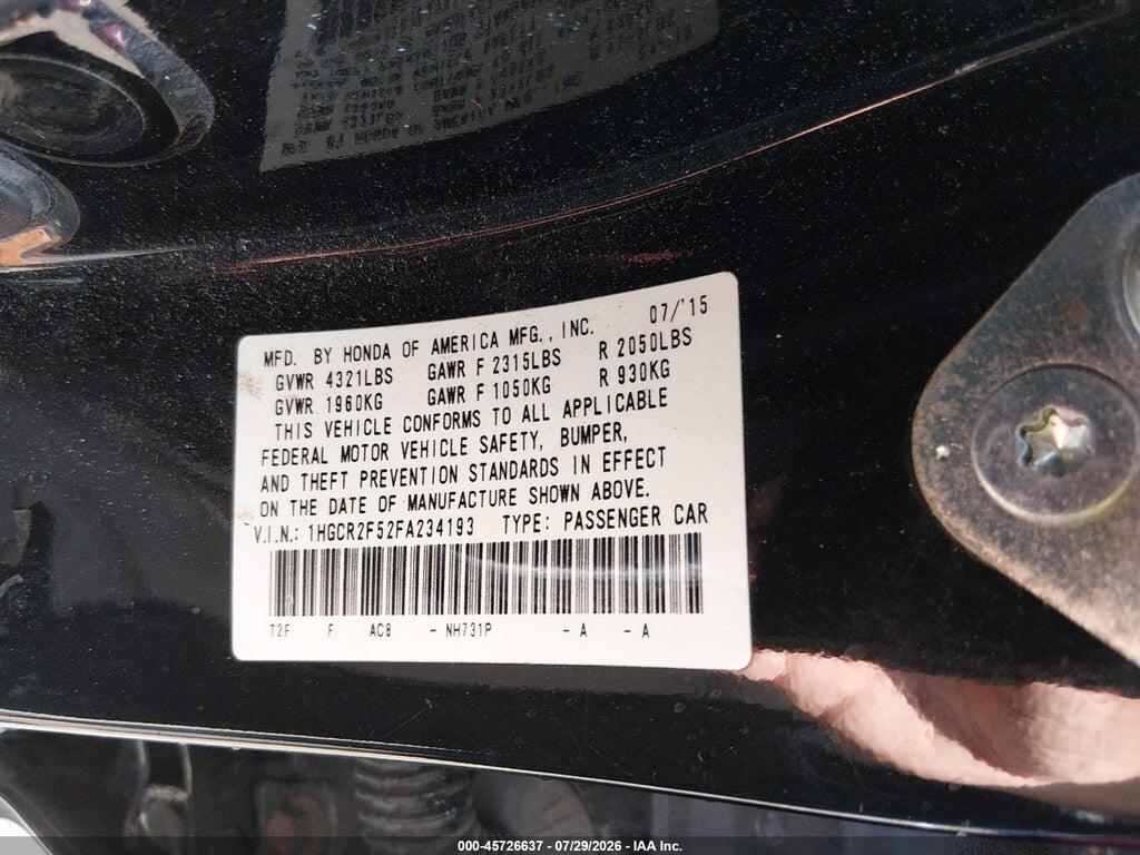 1HGCR2F52FA234193 2015 HONDA ACCORD photo no. 9