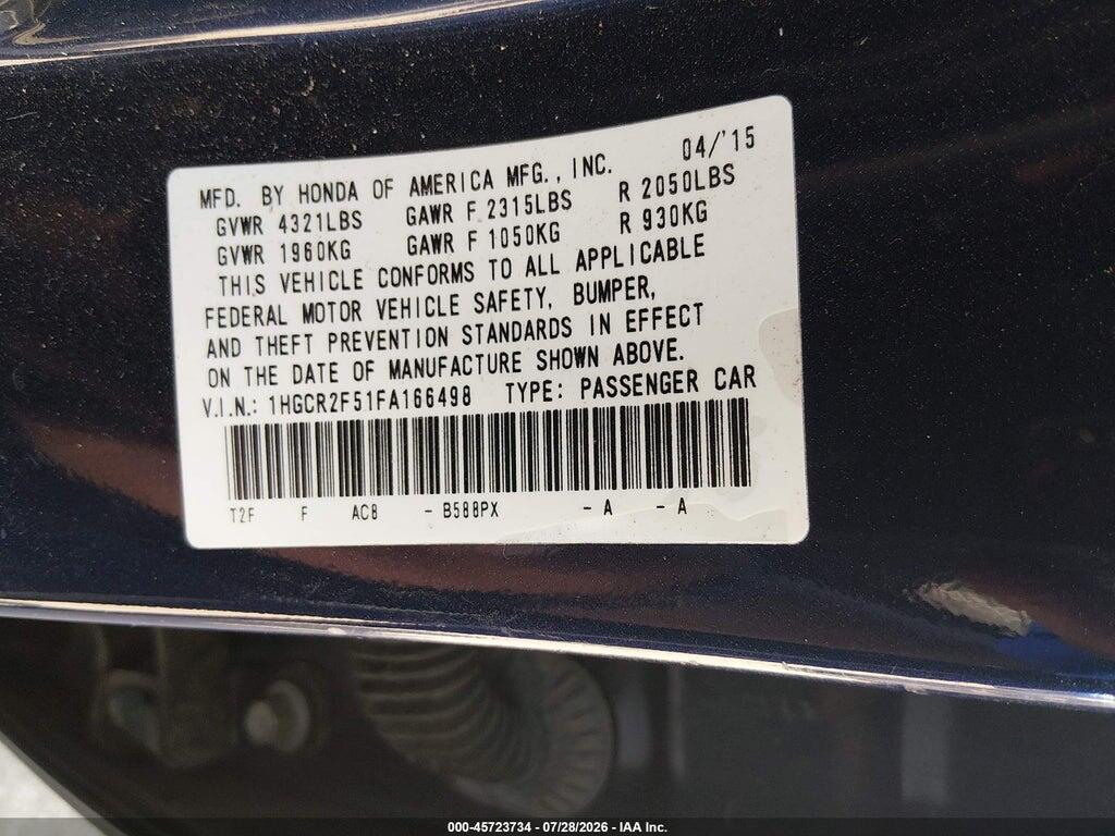 1HGCR2F51FA166498 2015 HONDA ACCORD photo no. 9