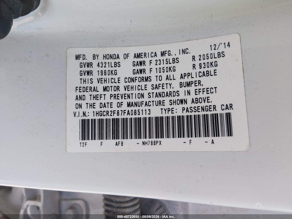 1HGCR2F87FA085113 2015 HONDA ACCORD photo no. 9