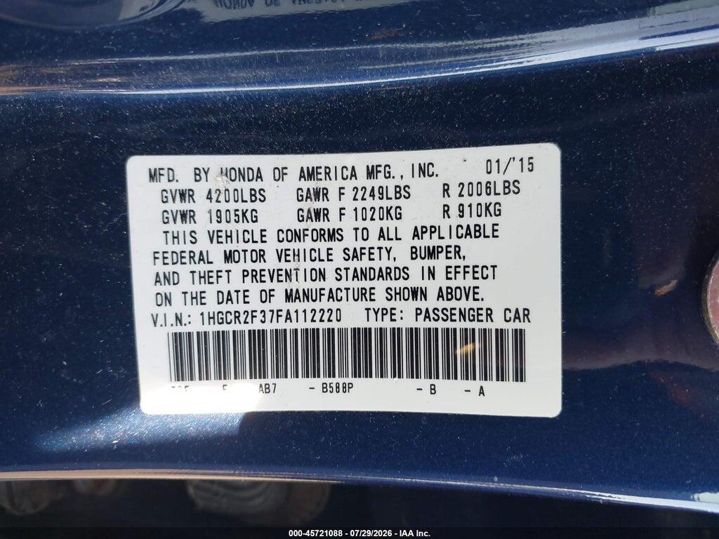1HGCR2F37FA112220 2015 HONDA ACCORD photo no. 9