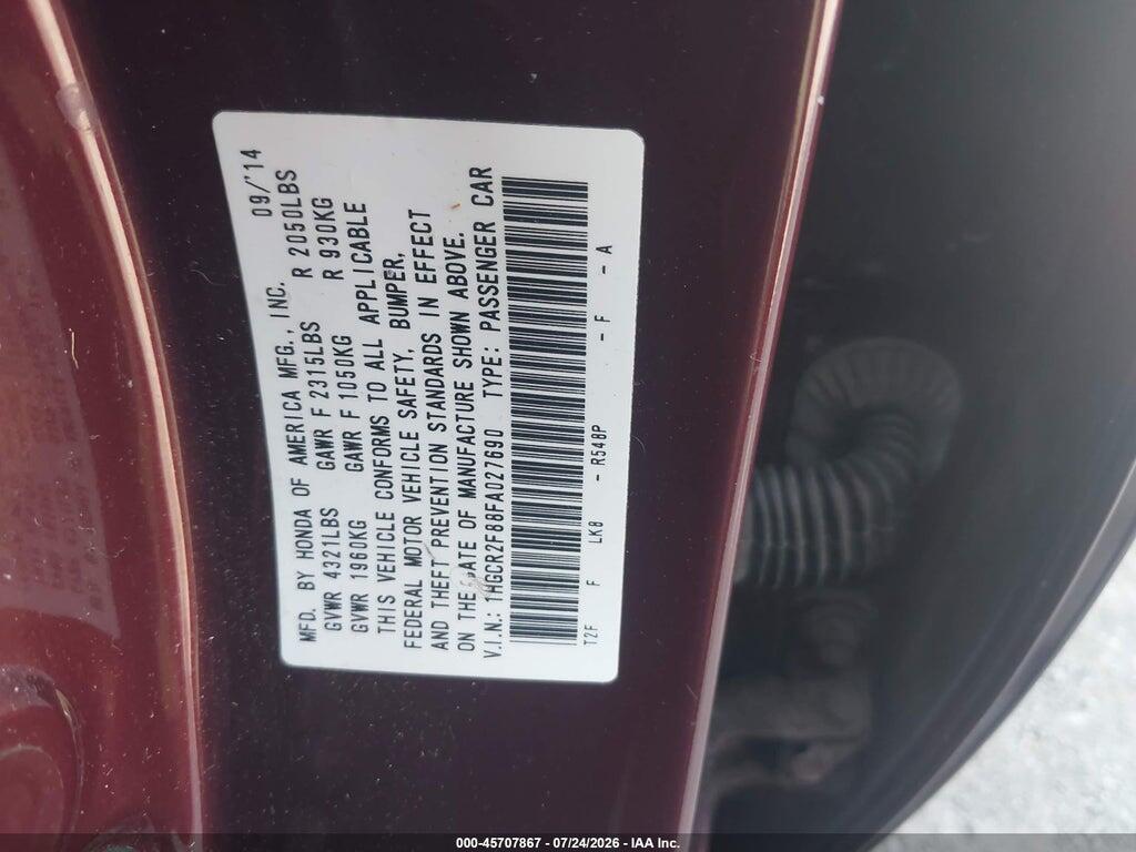 1HGCR2F88FA027690 2015 HONDA ACCORD photo no. 9