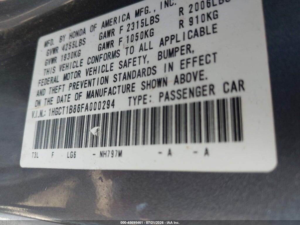 1HGCT1B86FA000294 2015 HONDA ACCORD photo no. 9
