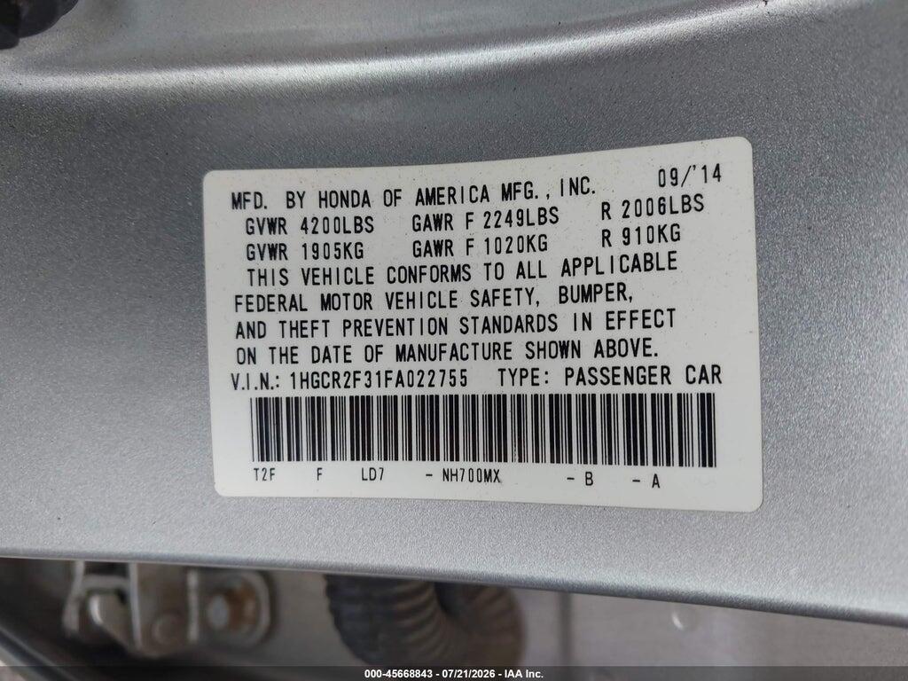 1HGCR2F31FA022755 2015 HONDA ACCORD photo no. 9