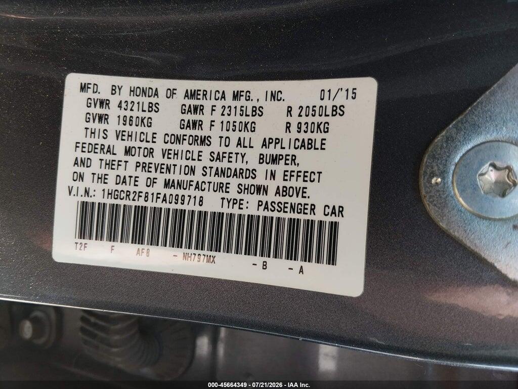 1HGCR2F81FA099718 2015 HONDA ACCORD photo no. 9