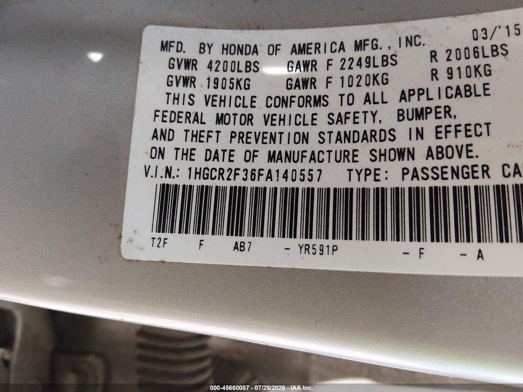 1HGCR2F36FA140557 2015 HONDA ACCORD photo no. 9