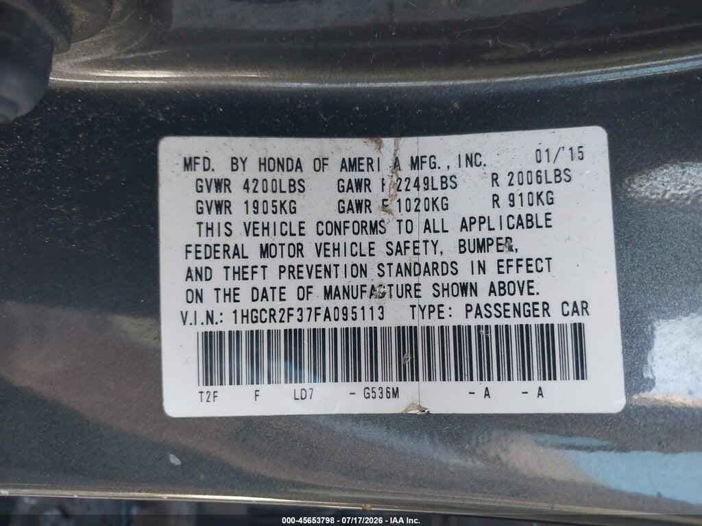 1HGCR2F37FA095113 2015 HONDA ACCORD photo no. 9