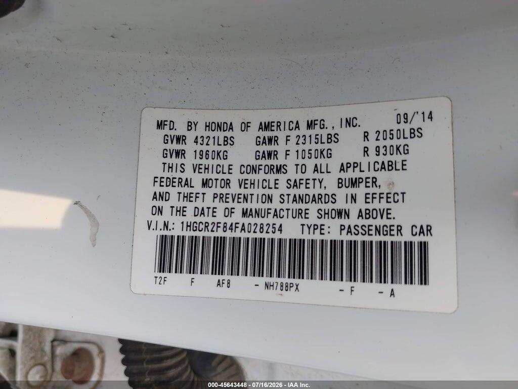 1HGCR2F84FA028254 2015 HONDA ACCORD photo no. 9