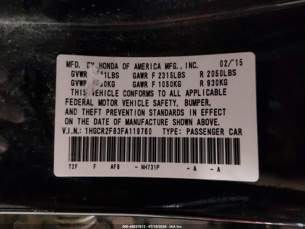 1HGCR2F83FA119760 2015 HONDA ACCORD photo no. 9