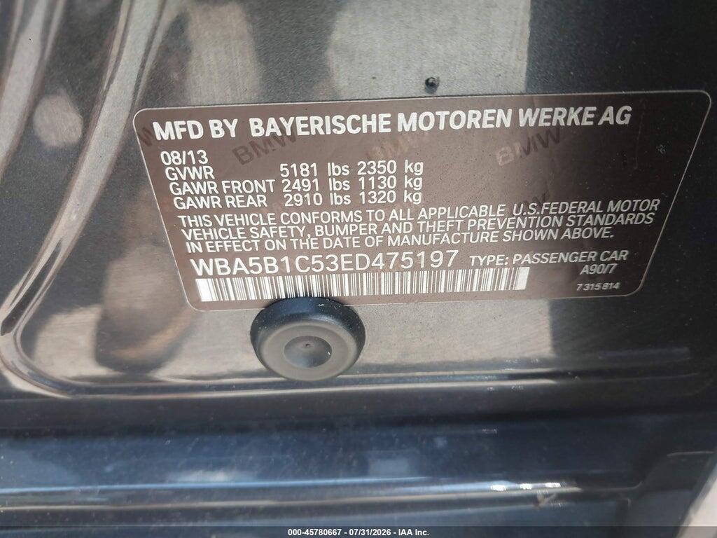 WBA5B1C53ED475197 2014 BMW 535I photo no. 9