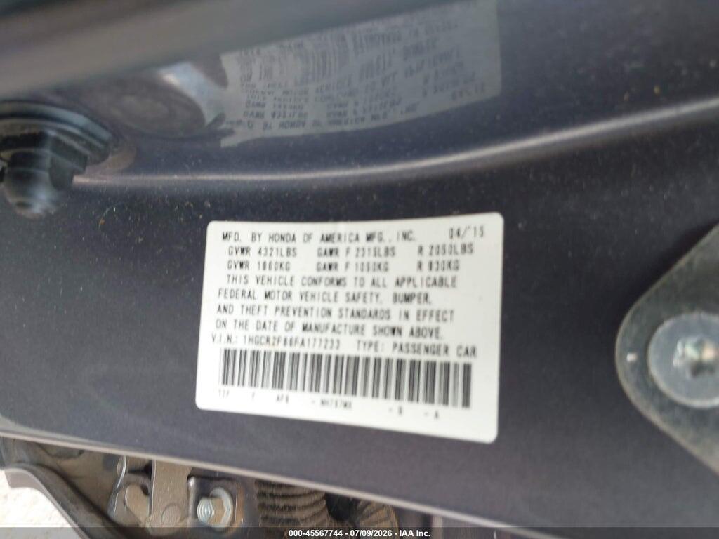 1HGCR2F86FA177233 2015 HONDA ACCORD photo no. 9