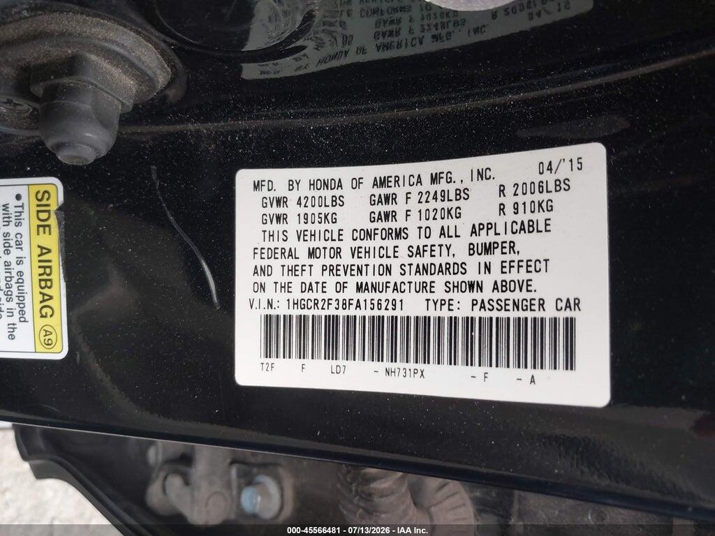 1HGCR2F38FA156291 2015 HONDA ACCORD photo no. 9