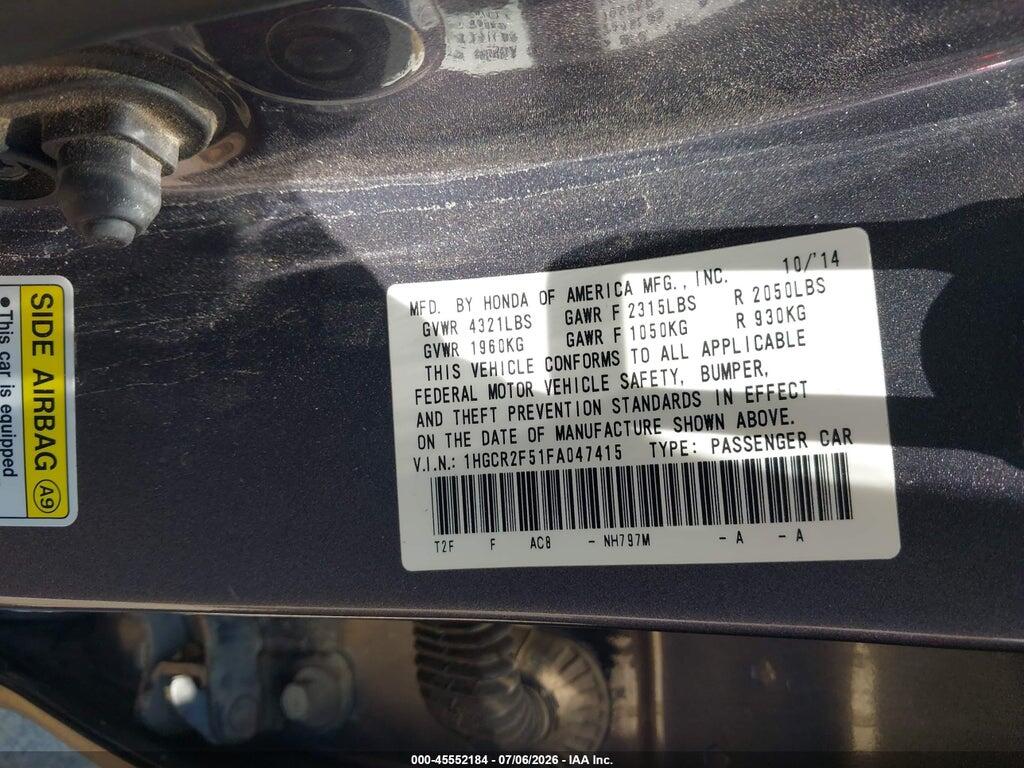 1HGCR2F51FA047415 2015 HONDA ACCORD photo no. 9