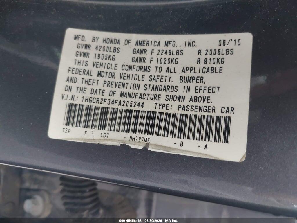1HGCR2F34FA205244 2015 HONDA ACCORD photo no. 9