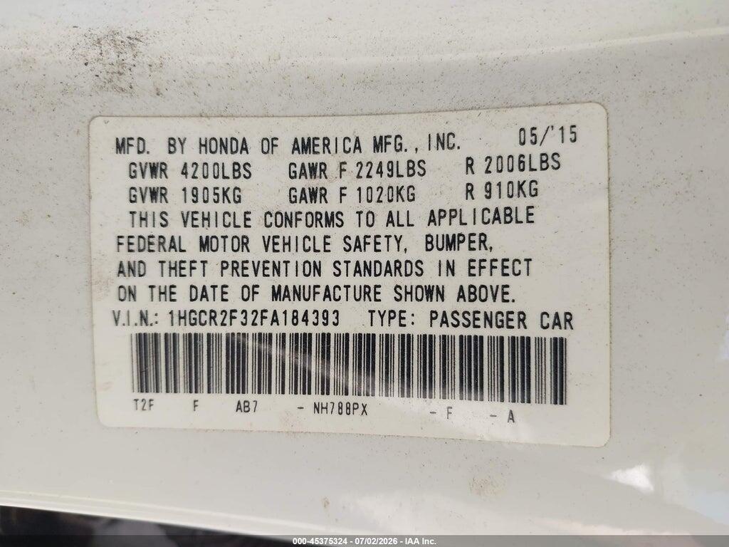 1HGCR2F32FA184393 2015 HONDA ACCORD photo no. 9