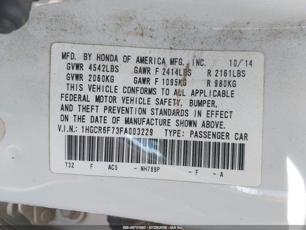 1HGCR6F73FA003229 2015 HONDA ACCORD HYBRID photo no. 9