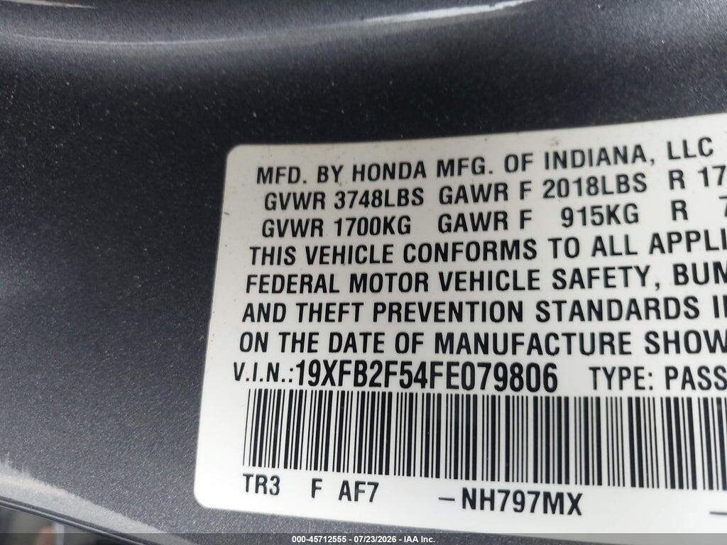 19XFB2F54FE079806 2015 HONDA CIVIC photo no. 9