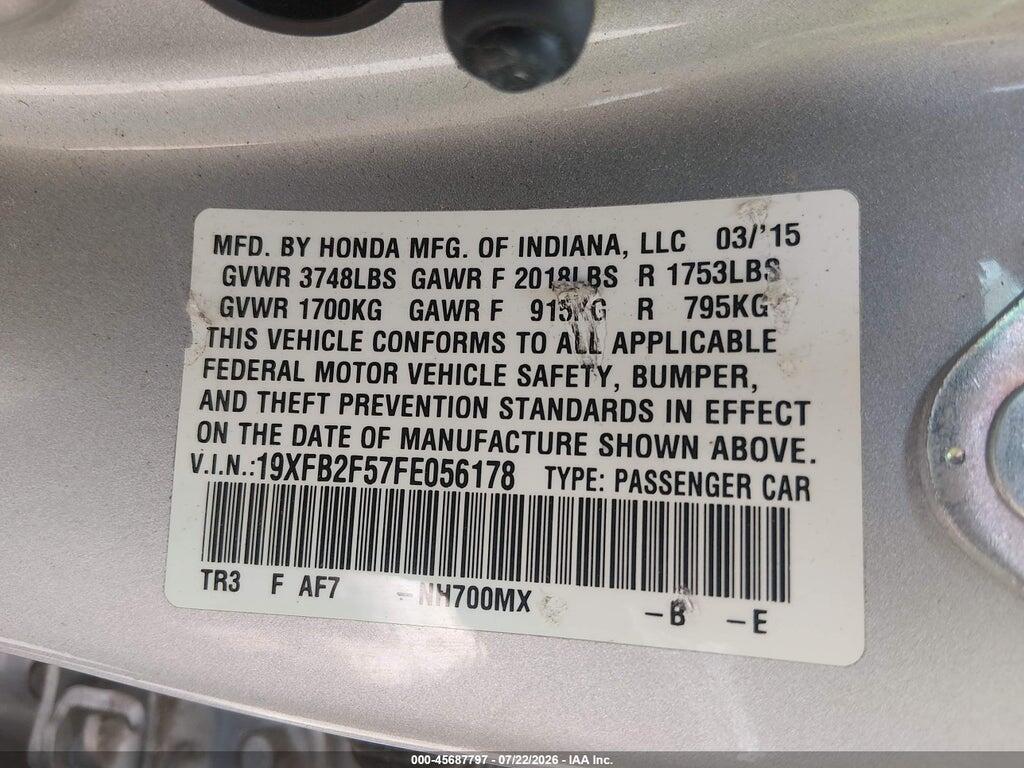 19XFB2F57FE056178 2015 HONDA CIVIC photo no. 9