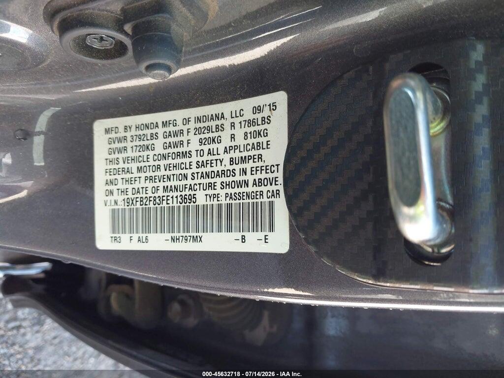19XFB2F83FE113695 2015 HONDA CIVIC photo no. 9