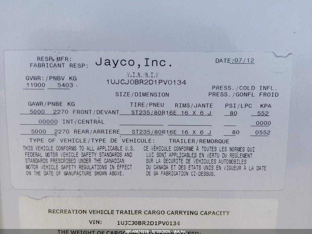 1UJCJ0BR2D1PV0134 2013 JAYCO EAGLE SERIES M-31.5 photo no. 9