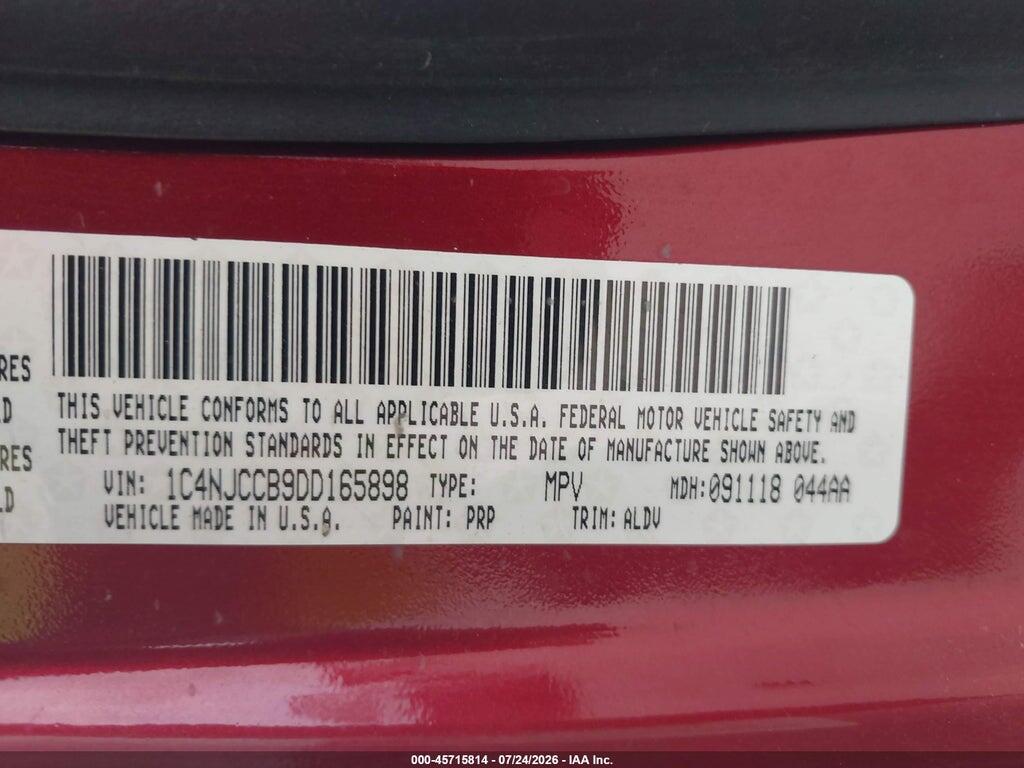 1C4NJCCB9DD165898 2013 JEEP COMPASS photo no. 9