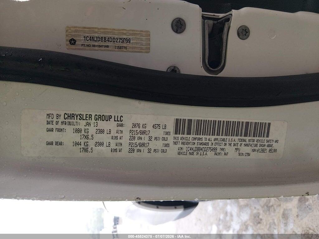 1C4NJDBB4DD275099 2013 JEEP COMPASS photo no. 9