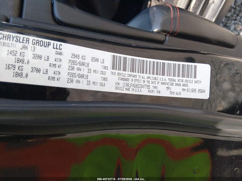 1C4RJFAG0DC647795 2013 JEEP GRAND CHEROKEE photo no. 9