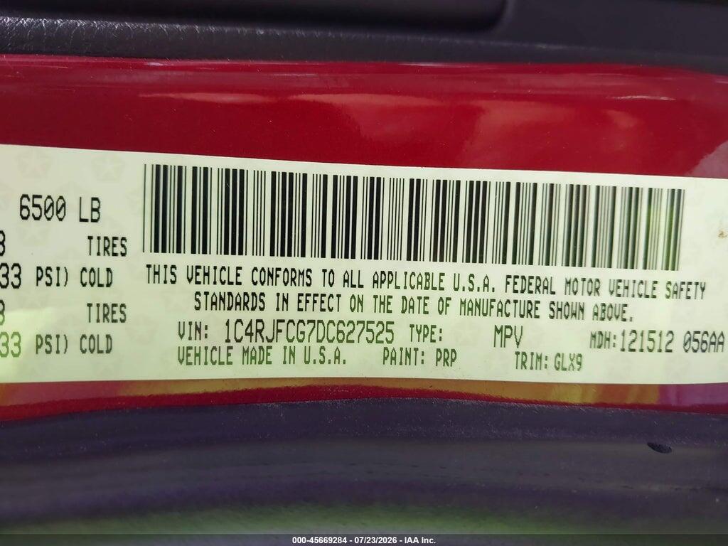 1C4RJFCG7DC627525 2013 JEEP GRAND CHEROKEE photo no. 9