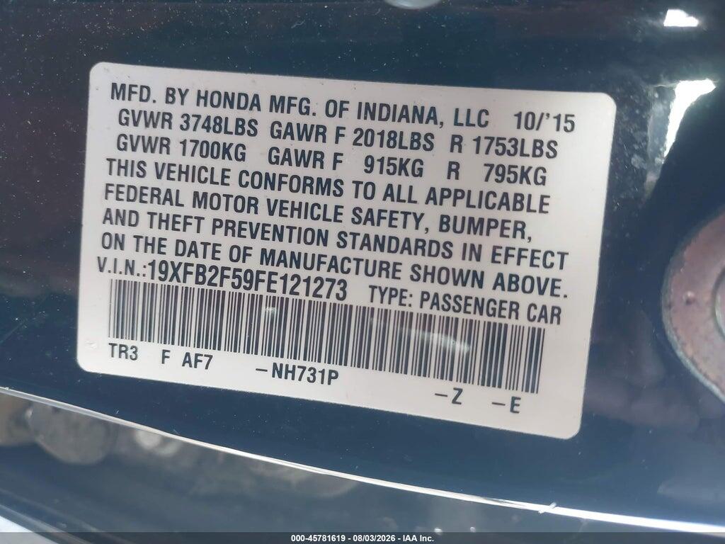 19XFB2F59FE121273 2015 HONDA CIVIC photo no. 9
