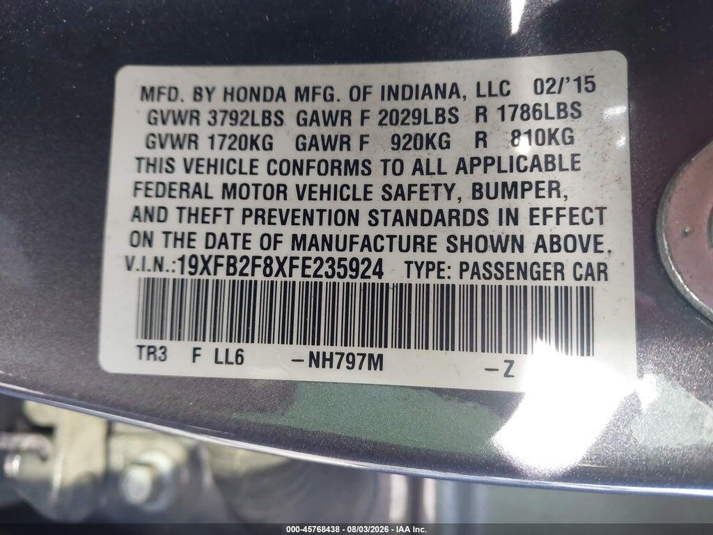 19XFB2F8XFE235924 2015 HONDA CIVIC photo no. 9