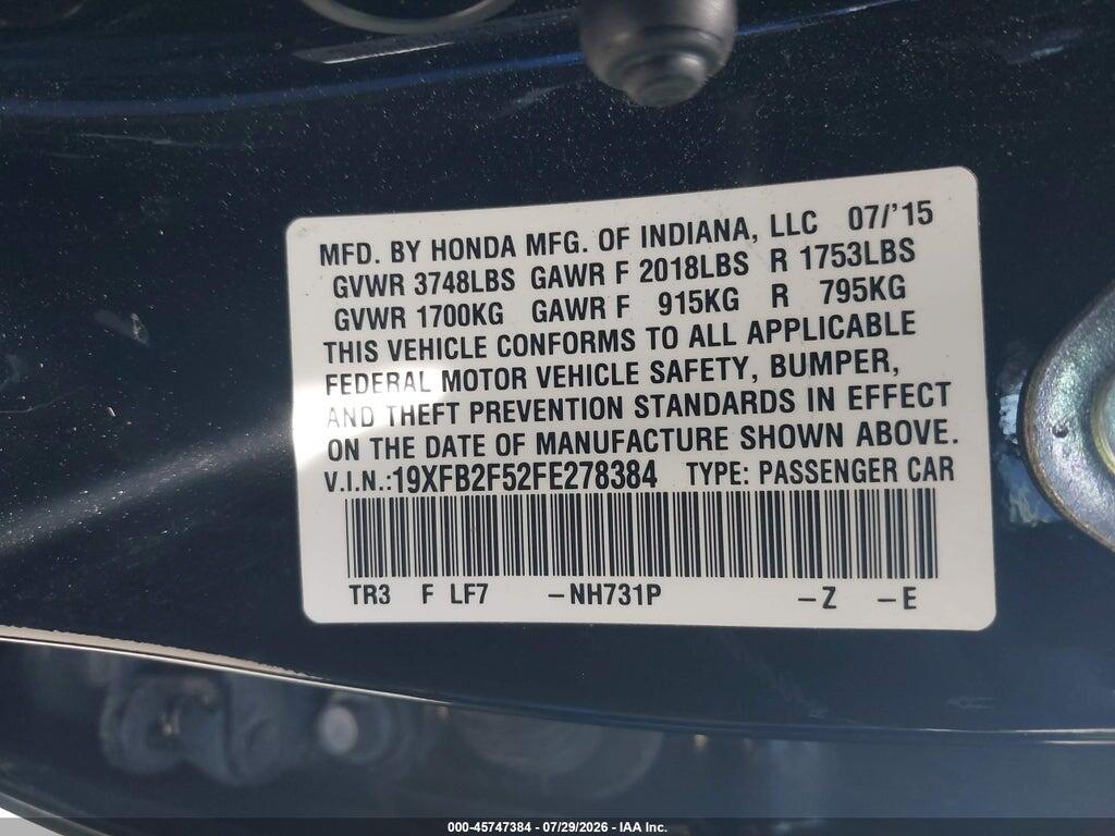 19XFB2F52FE278384 2015 HONDA CIVIC photo no. 9