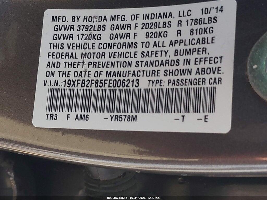 19XFB2F85FE006213 2015 HONDA CIVIC photo no. 9