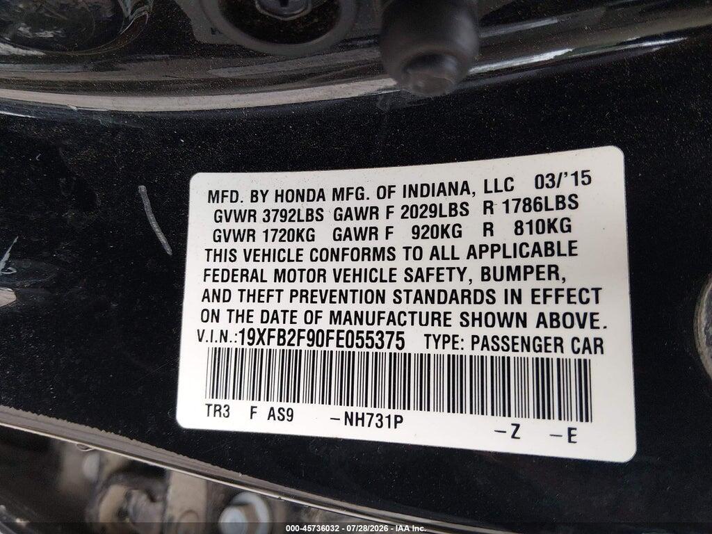 19XFB2F90FE055375 2015 HONDA CIVIC photo no. 9