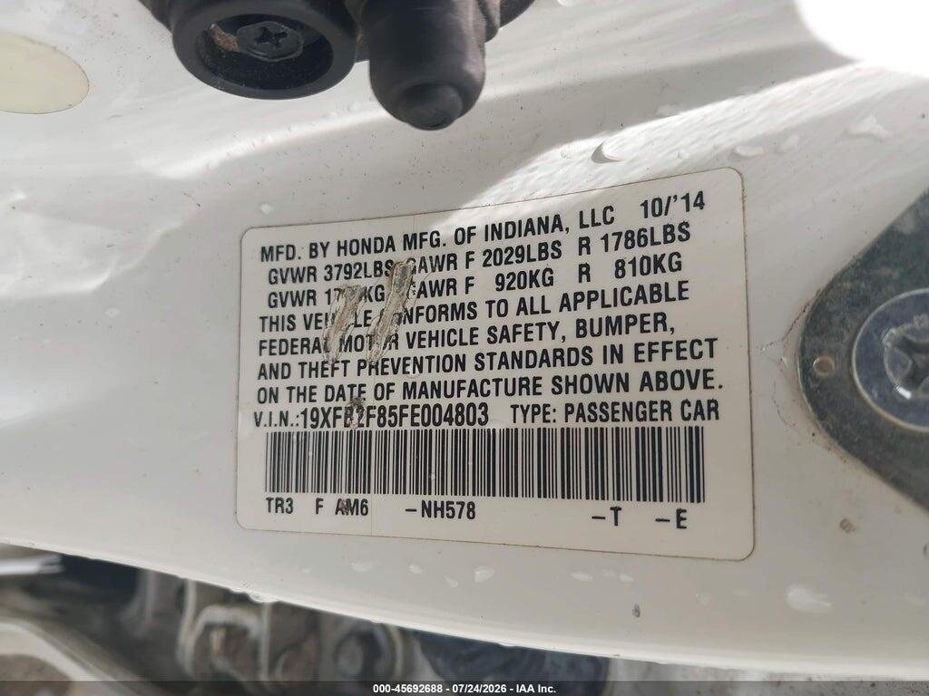 19XFB2F85FE004803 2015 HONDA CIVIC photo no. 9