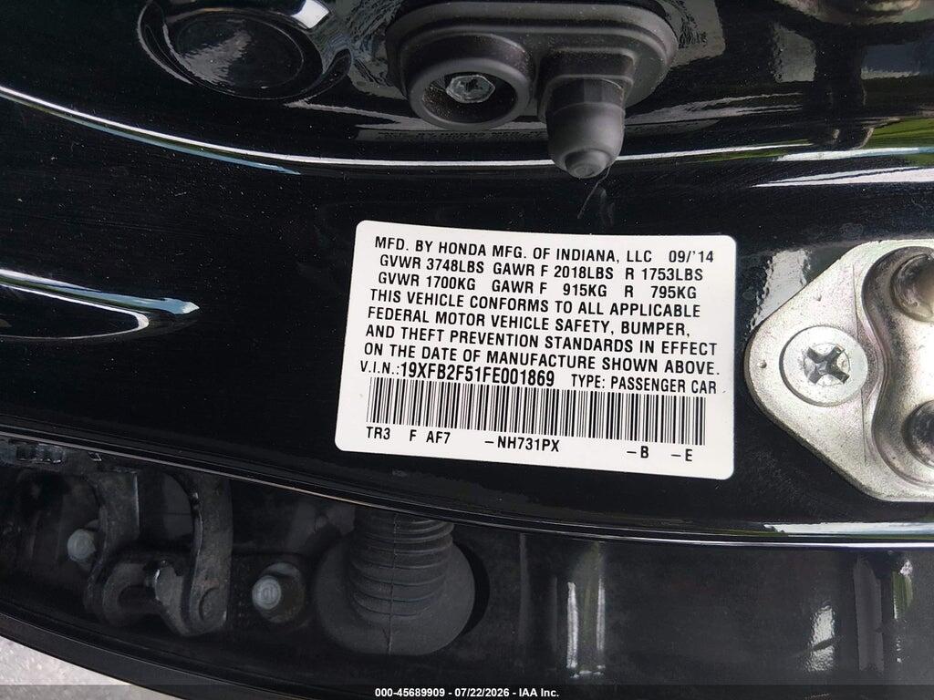 19XFB2F51FE001869 2015 HONDA CIVIC photo no. 9