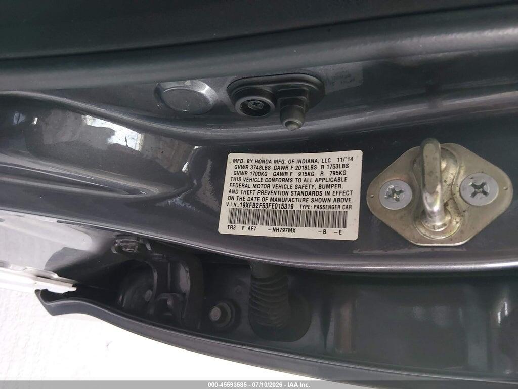 19XFB2F53FE015319 2015 HONDA CIVIC photo no. 9